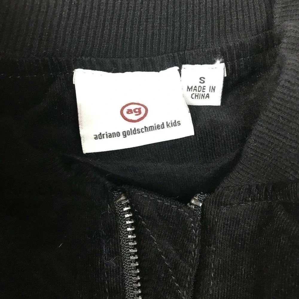 NWT AG Adriano Goldschmied Girls Bomber Jacket Black Plush S
